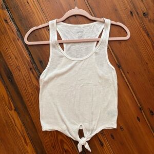 Aerie White Tie-Front Tank